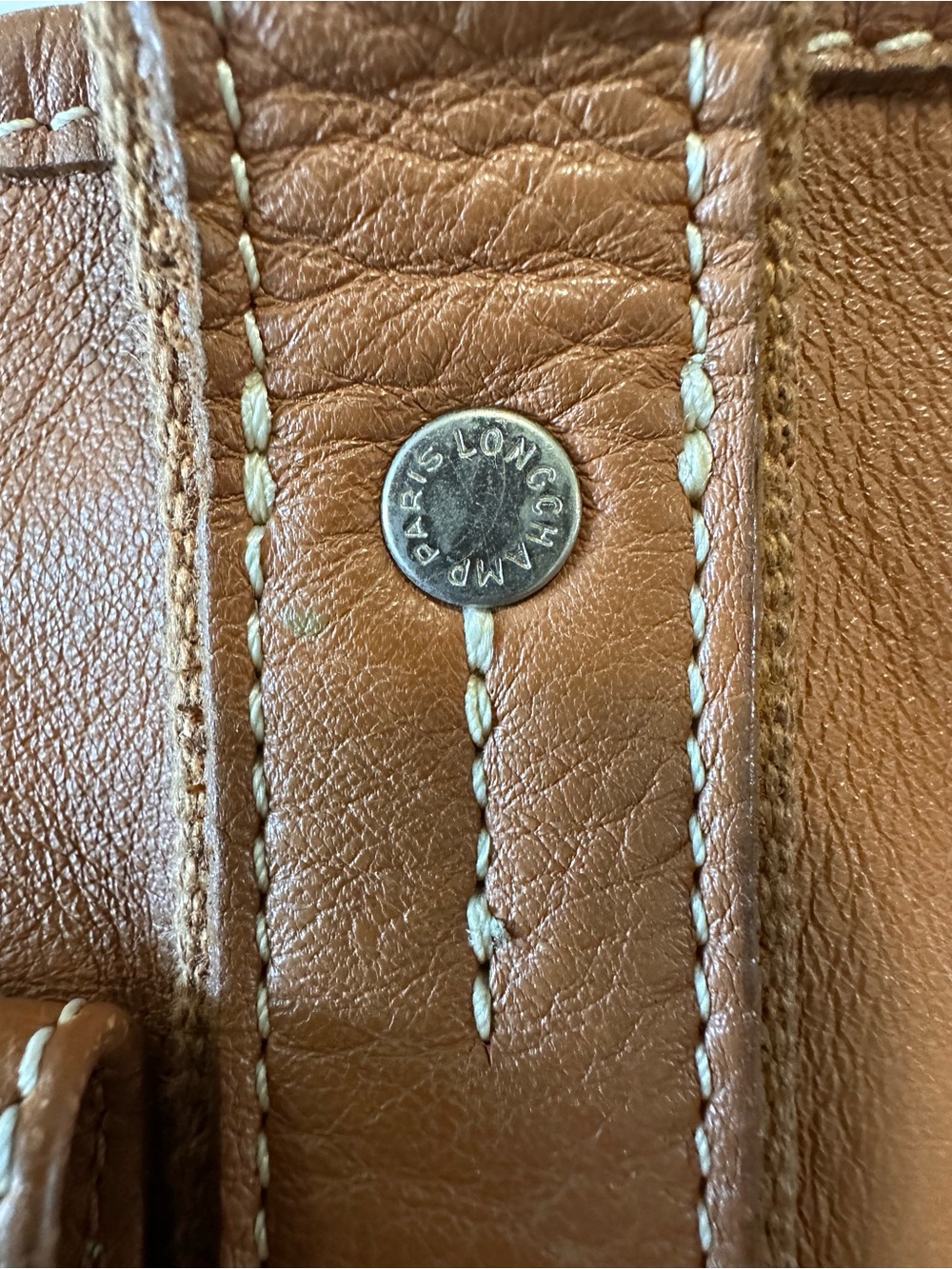 Longchamp Vintage Brown Leather Top Handle Tote Bag - Picture 10 of 16